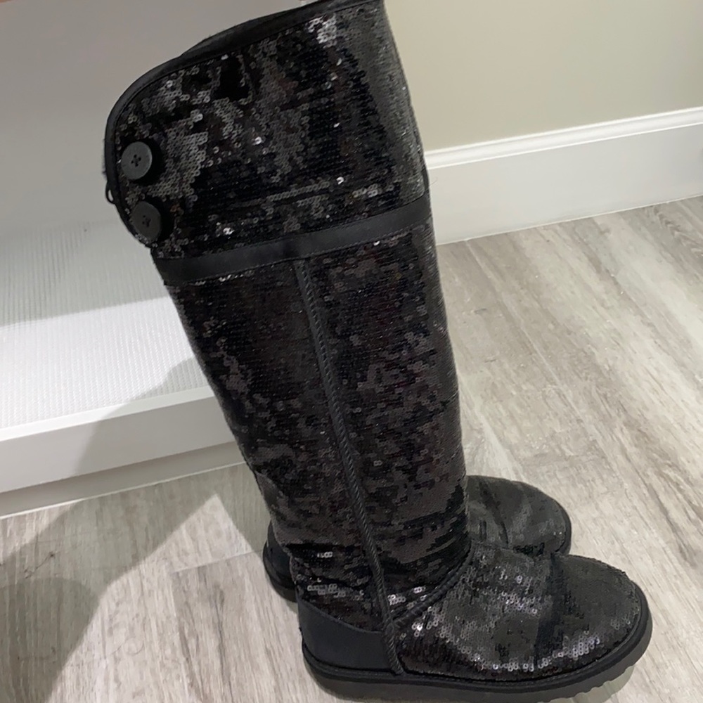 Black sequined Ugg boots